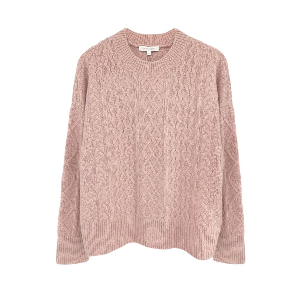 FAVORITE DAUGHTER The Oversized Cable Sweater in Whimsical Rose S